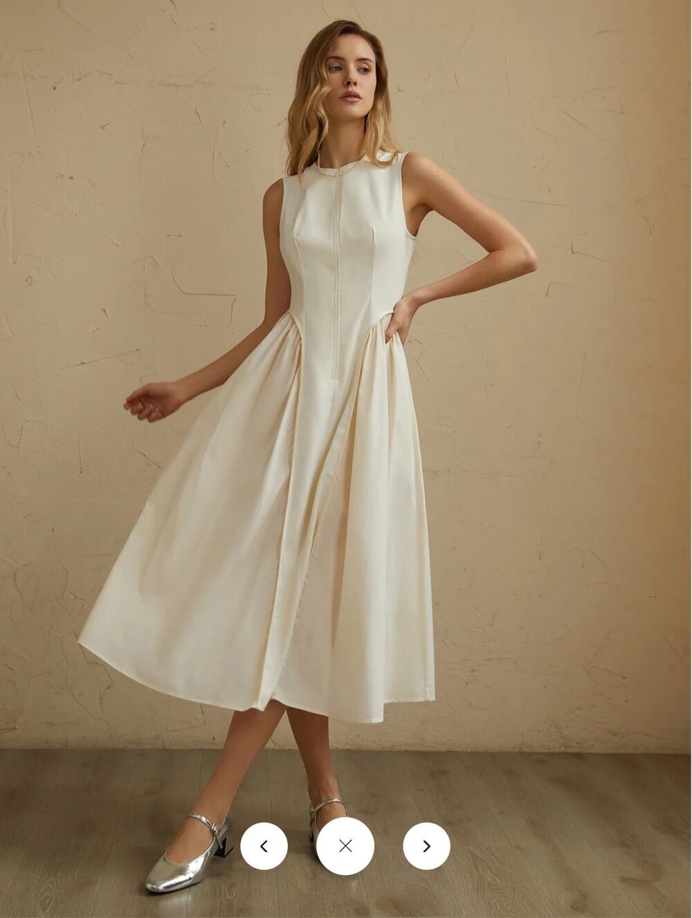 NWT Commense Sleeveless Pockets Pleated Midi Dress Sz M